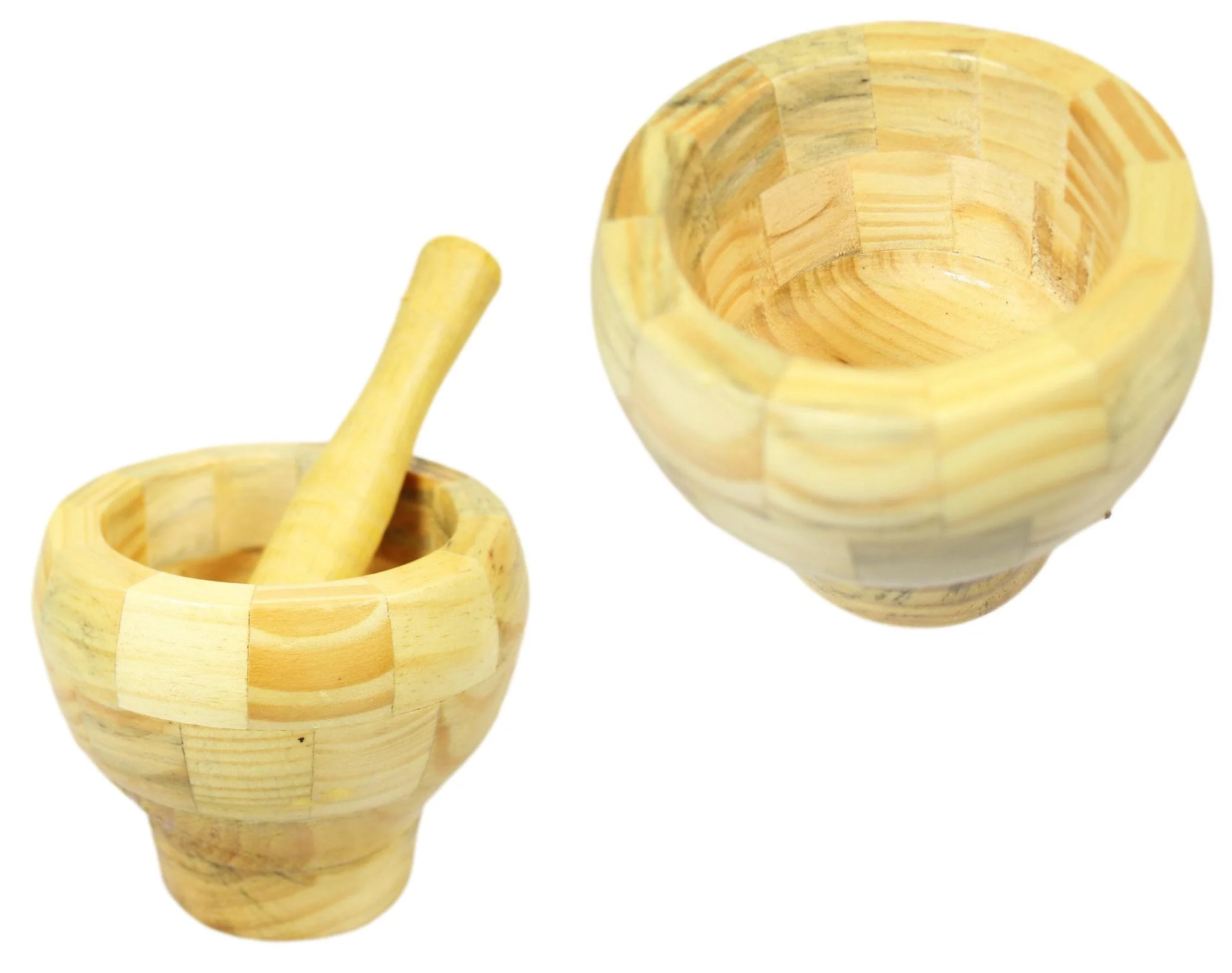 Wooden Round Pestle & Mortar